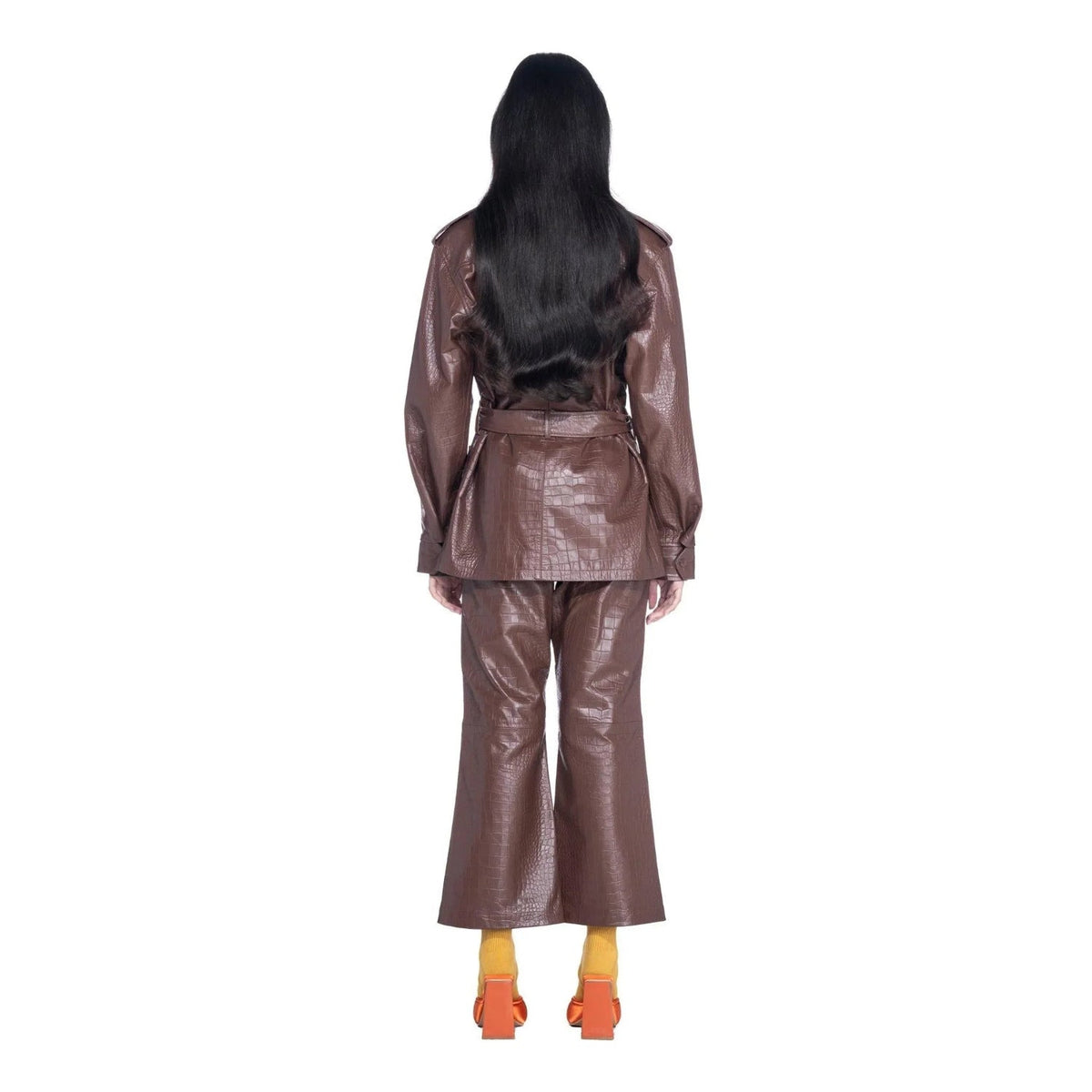 Playboy Crocodile Leather Safari Jacket - Chocolate