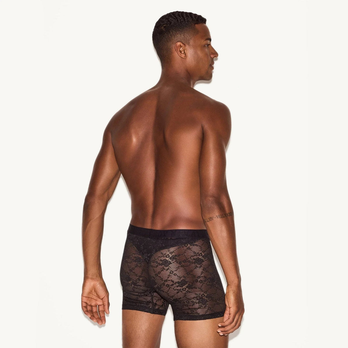Playboy Men's Lace Boxer Brief - Black