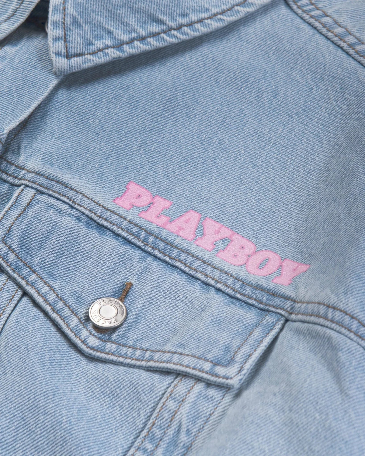 Playboy Women's Pink Bunny Denim Jacket