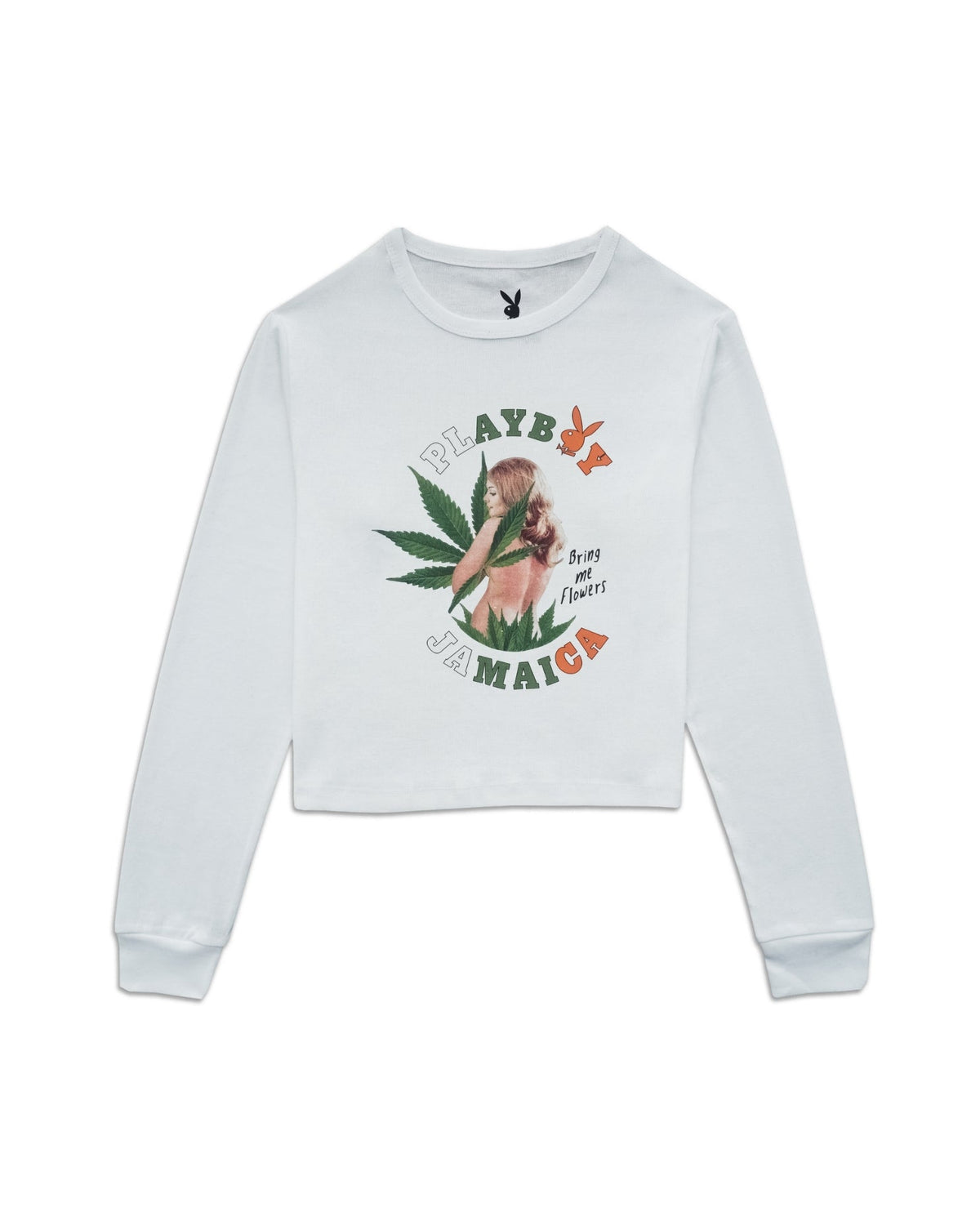 Playboy Island Bunny L/S Crop Top - White