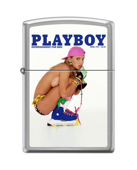 Playboy April 1991 Cover Zippo Lighter - Silver