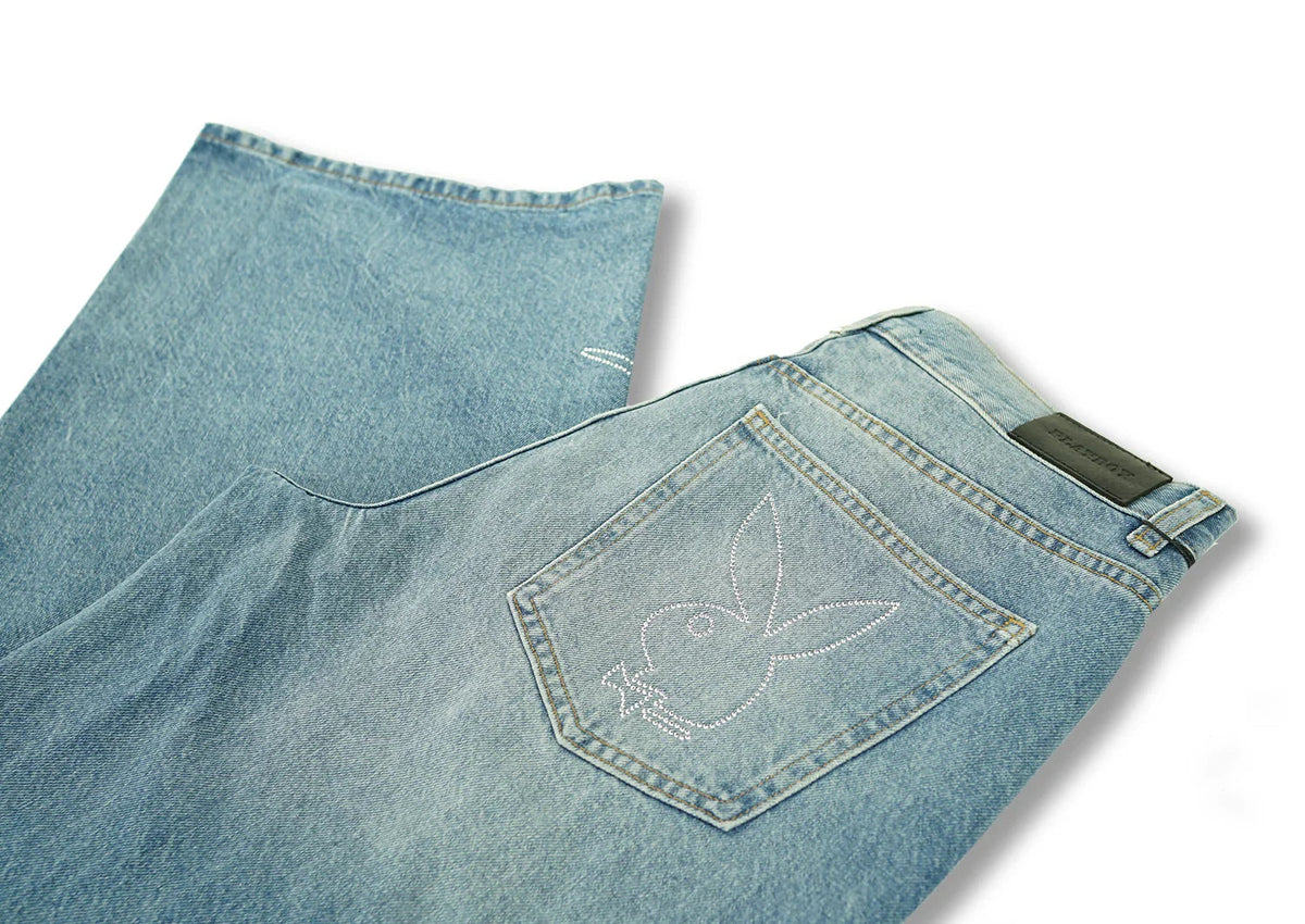 Playboy The Playboy Low Rise Skater Jean Ripped Light Wash
