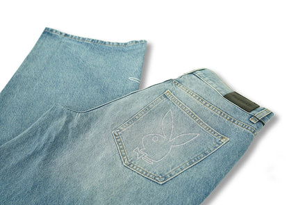 Playboy The Playboy Low Rise Skater Jean Ripped Light Wash