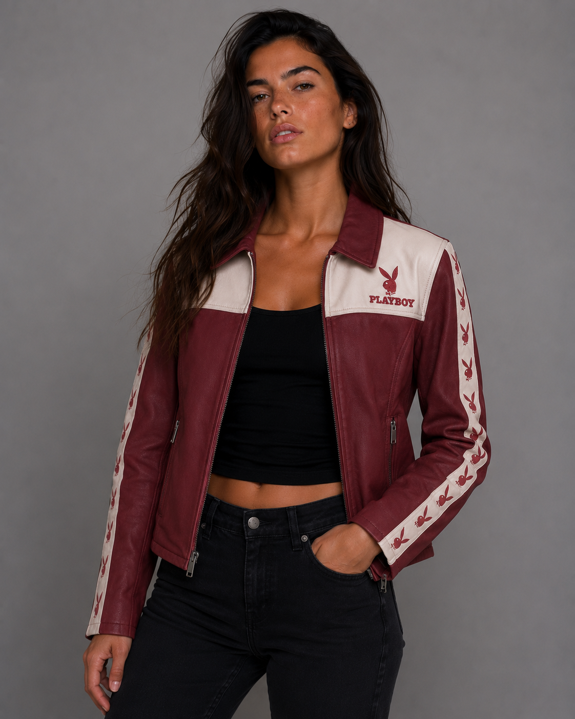 Playboy Kristen Women's Leather Jacket - Red