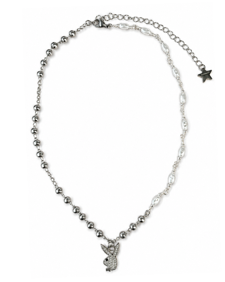 Playboy Hybrid Pearl Chain - Silver