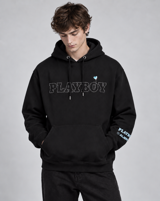 Playboy x Audien Chrome Heart Bunny Hoodie - Black