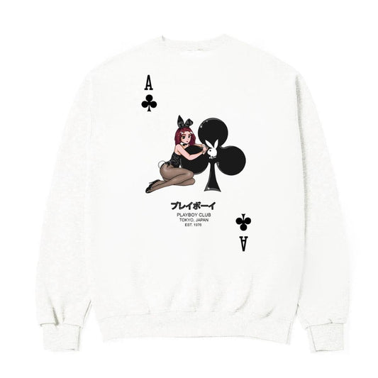 Playboy Ace of Club Crewneck Sweatshirt - White