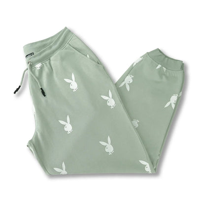 Playboy x Missguided - All Over Print Oversized Sweatpants - Green