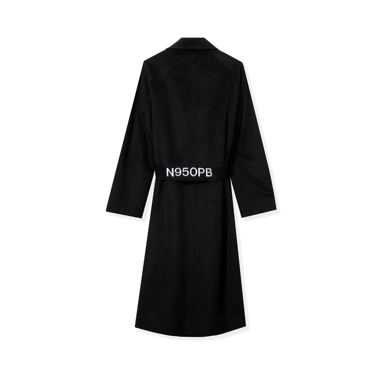 Playboy Belted Long Wool Robe Coat - Black