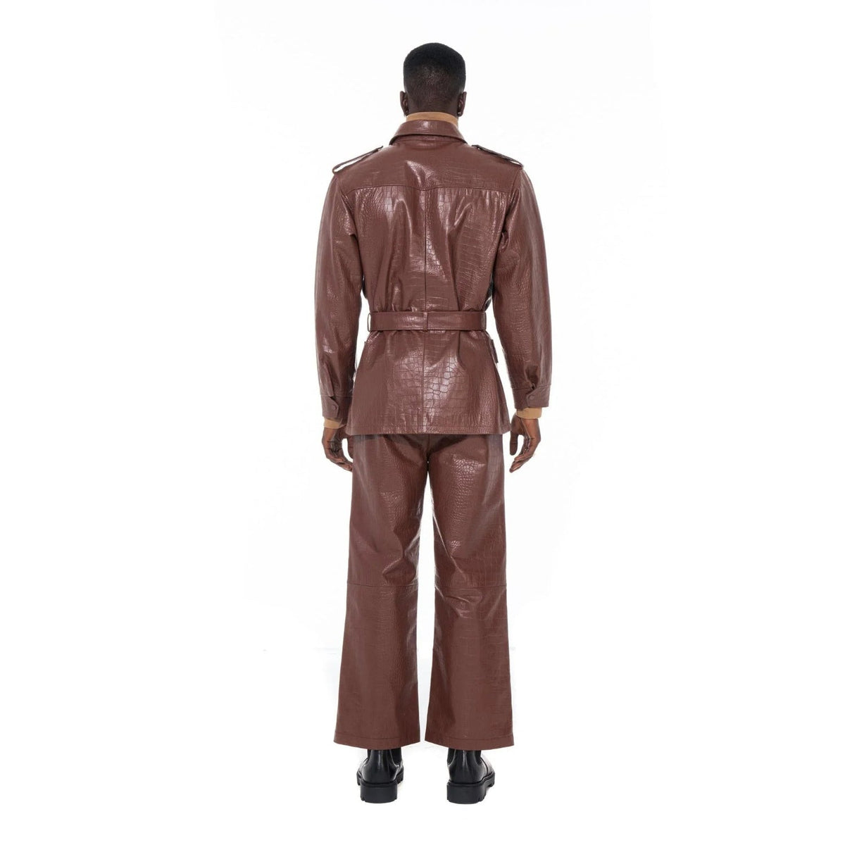 Playboy Crocodile Leather Safari Jacket - Chocolate