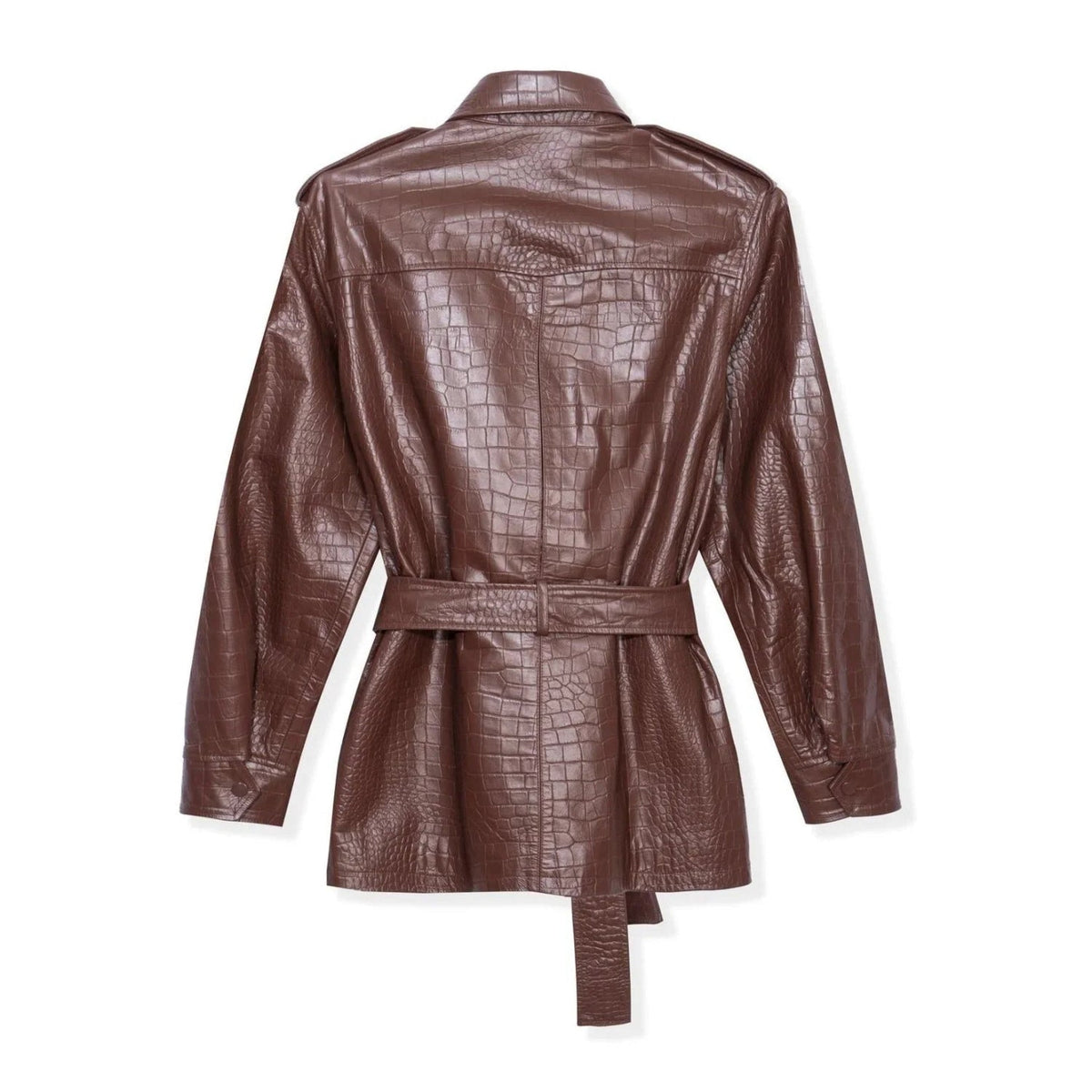 Playboy Crocodile Leather Safari Jacket - Chocolate