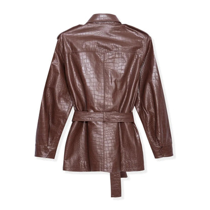 Playboy Crocodile Leather Safari Jacket - Chocolate