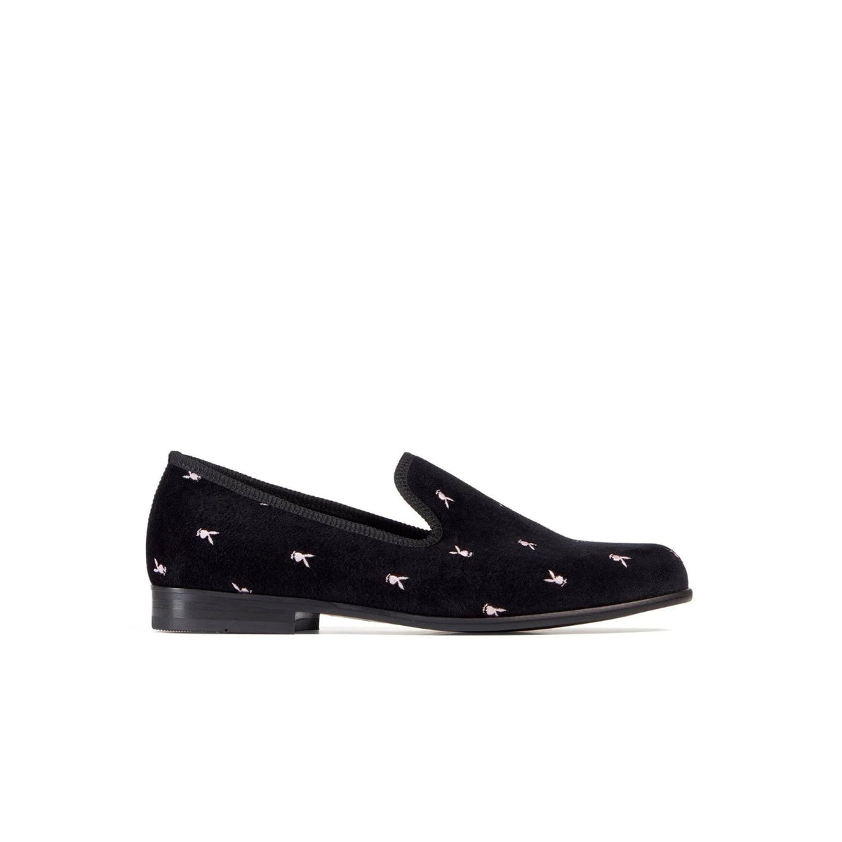 Playboy Duke + Dexter Velvet Mini Rabbit Head Loafers - Black