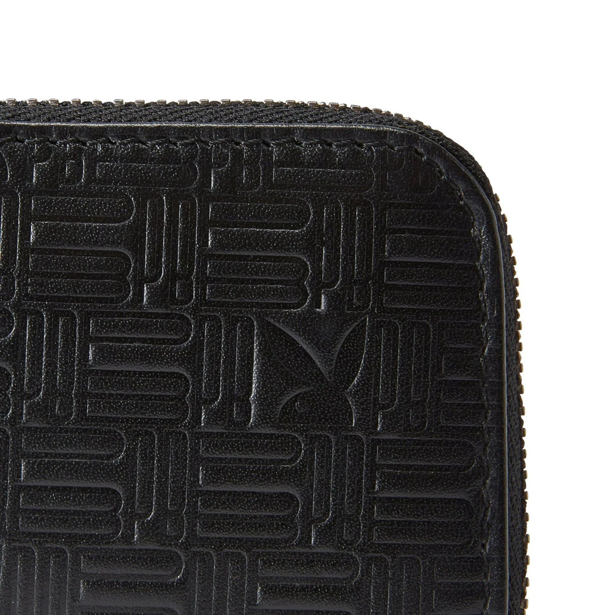 Playboy Men's Embossed Zip Front Wallet - Black