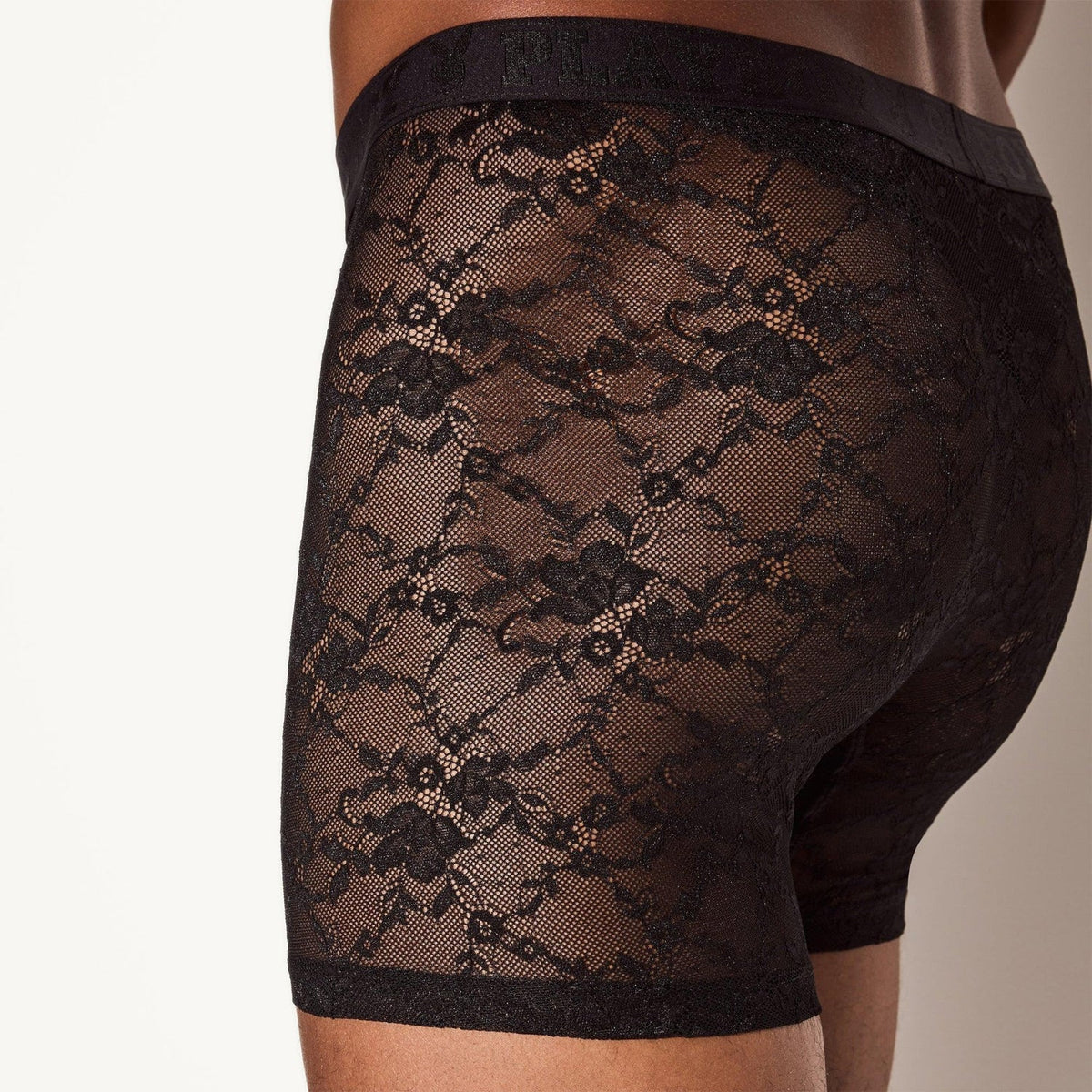 Playboy Men's Lace Boxer Brief - Black