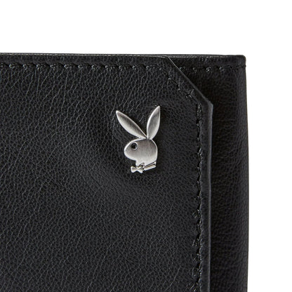 Playboy Men's Milled Trifold Wallet - Black