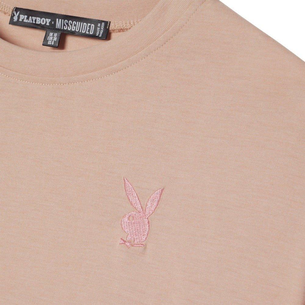 Playboy x Missguided - Women's Oversized Logo T-Shirt - Blush