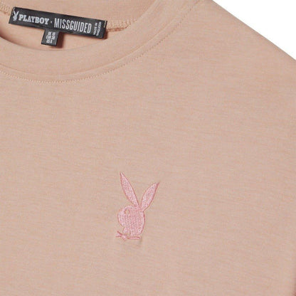 Playboy x Missguided - Women's Oversized Logo T-Shirt - Blush