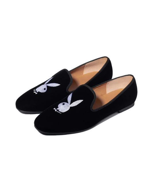 Playboy Men Rabbit Head Loafers - black