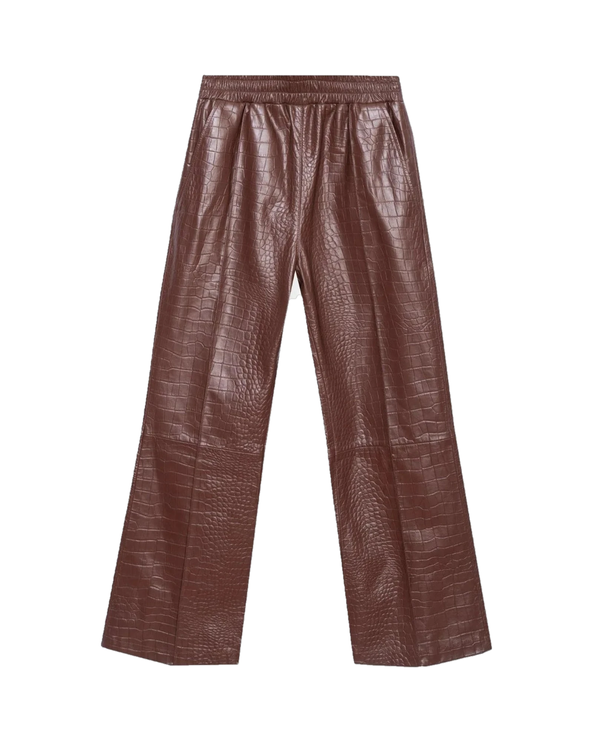 Playboy Crocodile Leather Flare Pant - Chocolate