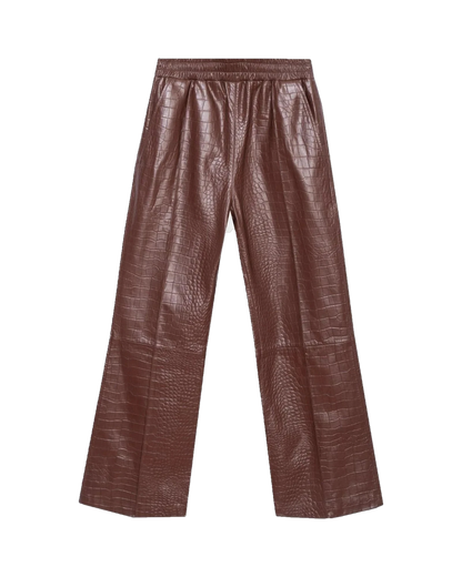 Playboy Crocodile Leather Flare Pant - Chocolate