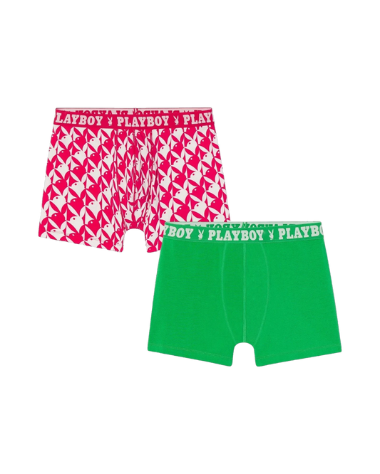 Playboy Men's Essential Underwear 2-Pack - Two Pack: Red & Green