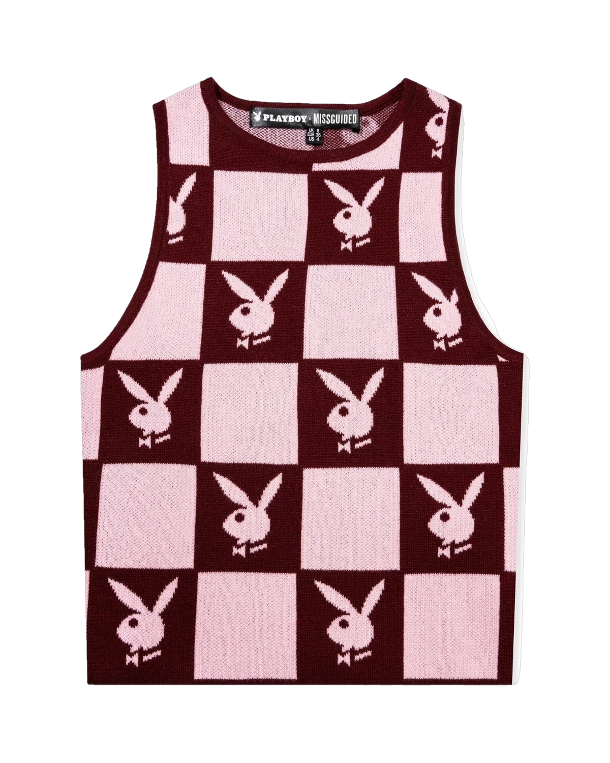 Playboy Women's Knit Checkerboard Vest - Burgundy