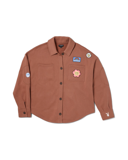 Playboy Women's Camp Button Down Shirt - Acorn