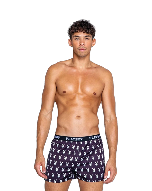 Playboy Mens Champion Boxer - Black/White