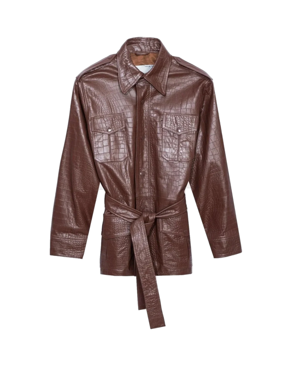 Playboy Crocodile Leather Safari Jacket - Chocolate