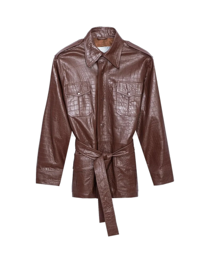 Playboy Crocodile Leather Safari Jacket - Chocolate