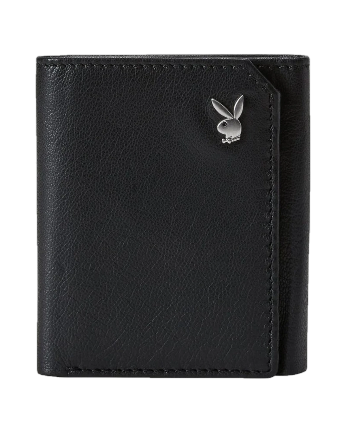 Playboy Men's Milled Trifold Wallet - Black