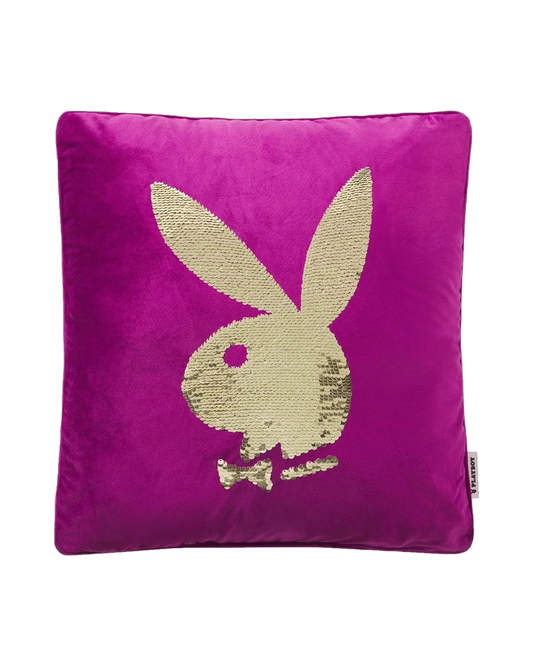 Playboy Rabbit Head Sequin Pillow - Purple
