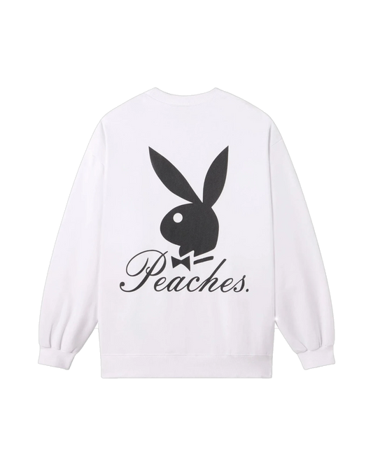 Playboy x Peaches Script Crewneck Sweatshirt - White