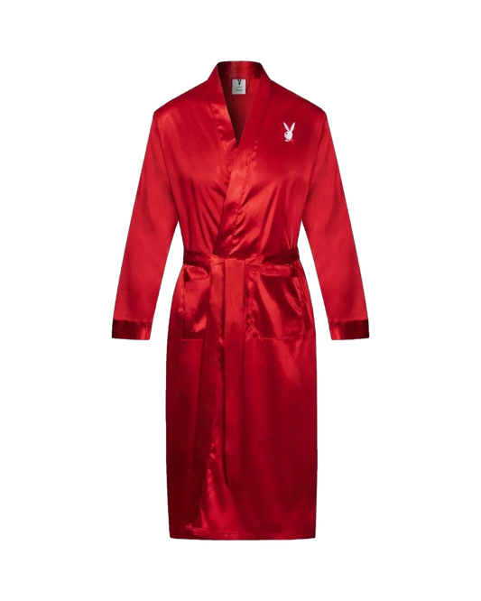 Playboy Satin Mansion Robe - Red