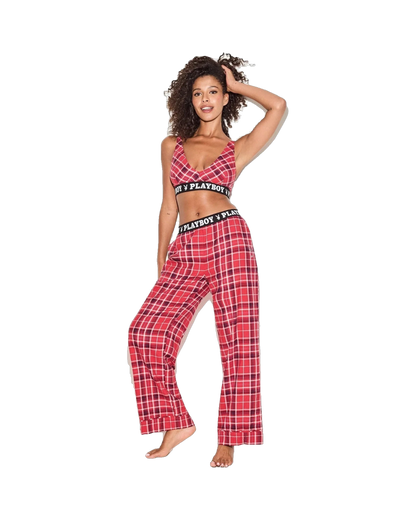 Playboy The Playboy Red Plaid Flannel Bralette - Red Plaid