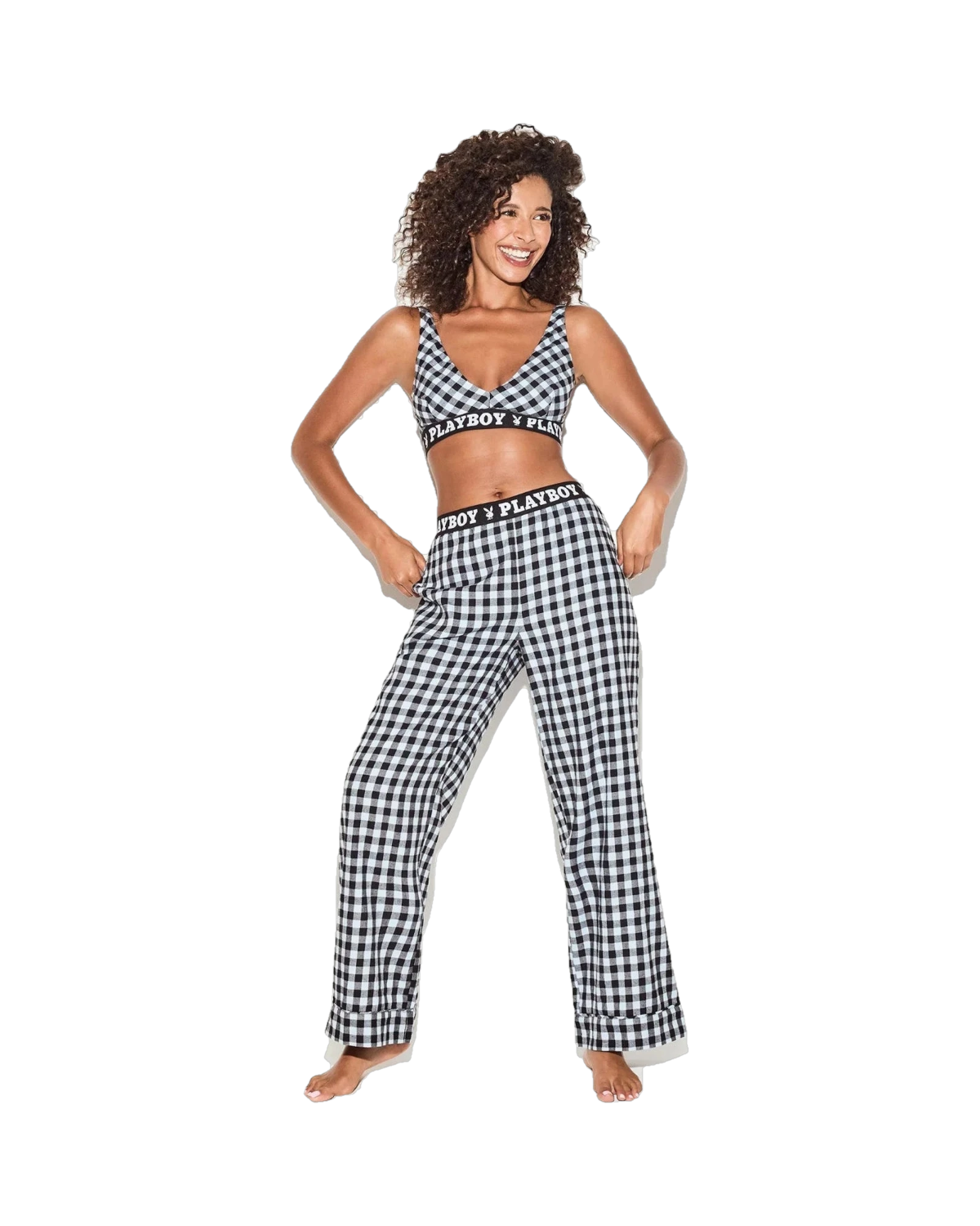 Playboy The Playboy Flannel Sleep Bralette - Blue check
