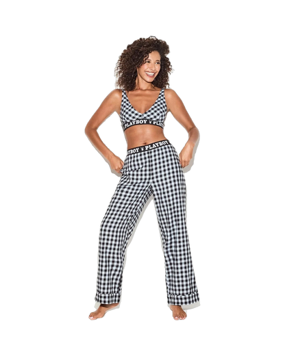 Playboy The Playboy Flannel Sleep Bralette - Blue check
