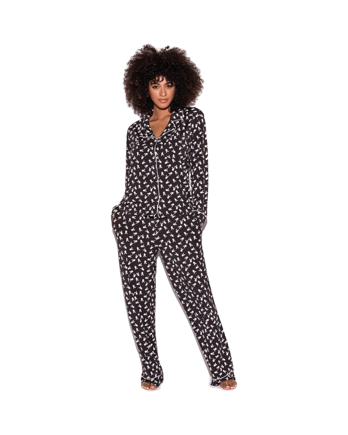 Playboy The Playboy Slumber Bunny Pajama Set - Black