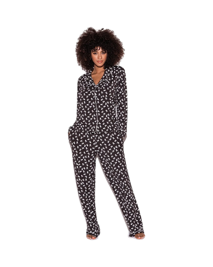 Playboy The Playboy Slumber Bunny Pajama Set - Black