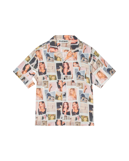 Playboy Men's Playmate Polaroid Camp Shirt - Multi