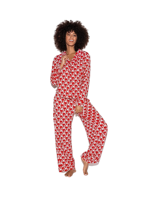 Playboy The Playboy Red Slumber Party Pajama Set - Heart bunny red