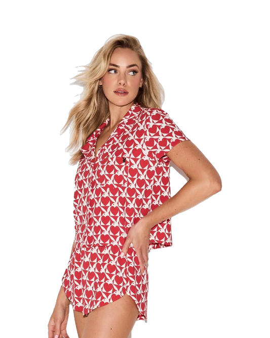 Playboy The Playboy Red Slumber Party Lounge Set - Red