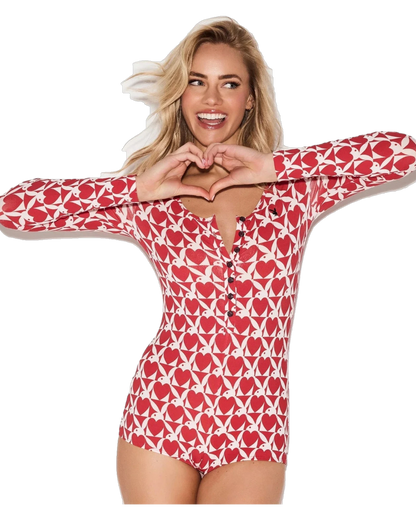 Playboy The Playboy Slumber Party Onesie Red - Red