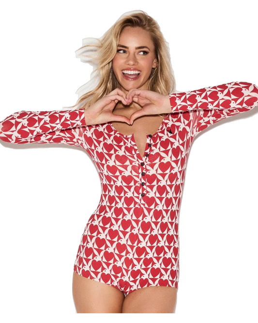 Playboy The Playboy Slumber Party Onesie Red - Red