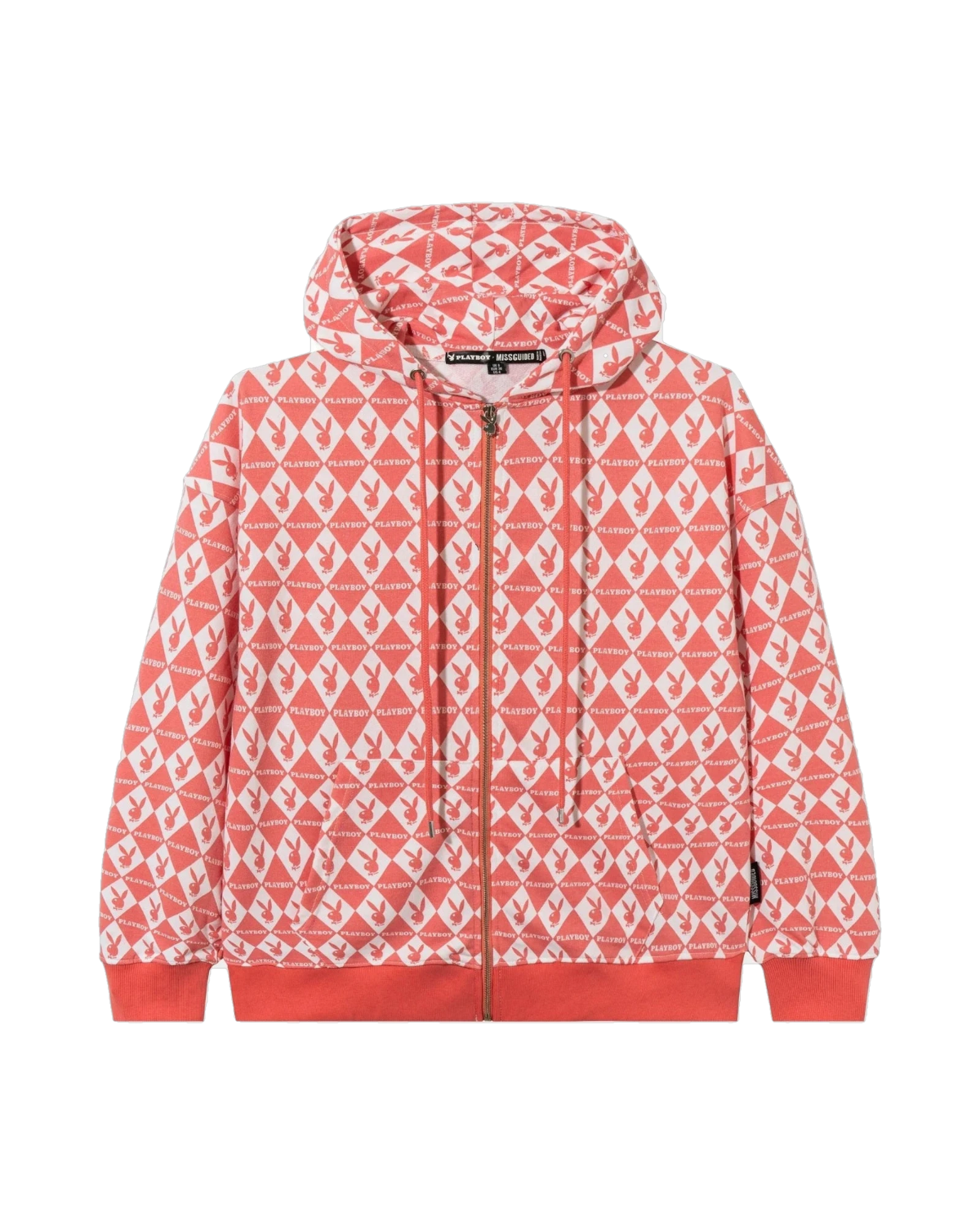 Playboy Rabbit Head Oversized Zip-Up Hoodie - Pink