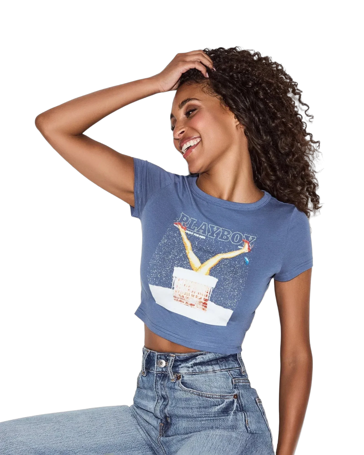 Playboy December 2013 Cover Baby Tee - Dusty Blue