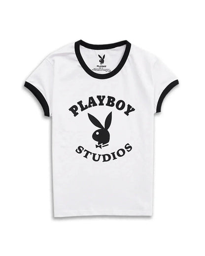 Playboy Studios Ringer Tee - White