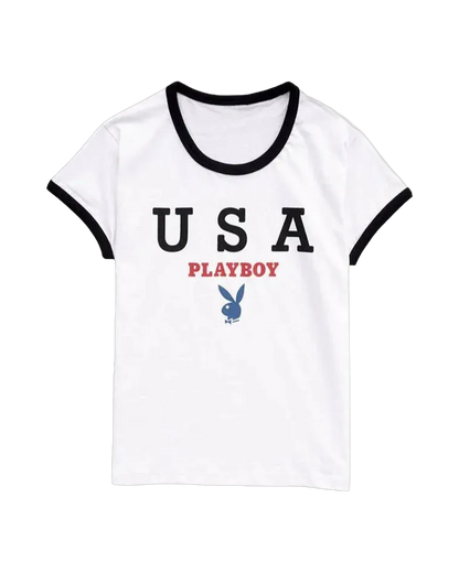 Playboy The USA Ringer Tee - White