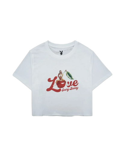 Playboy Cherry Crop Tee - White